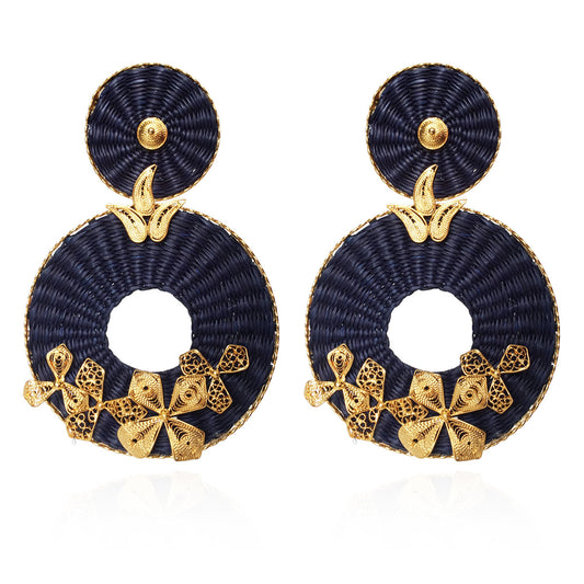 IRACA GARDENIA GARDEN MAXI BLACK EARRINGS